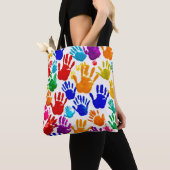 Kleurrijke HandPrint Tote Bag (Dichtbij)