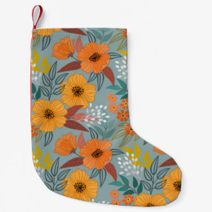 Kleurrijke handtekenbloemen naadloos patroon kleine kerstsok