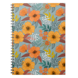 Kleurrijke handtekenbloemen naadloos patroon notitieboek