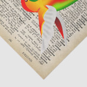 Kleurrijke handvogels op de  woordenboekpagina tissuepapier (Detail)