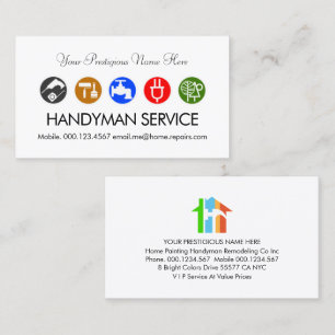Kleurrijke Handyman Home Repair-pictogrammen Visitekaartje