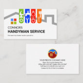 Kleurrijke Handyman Tools Tab Op Dak Visitekaartje (Voorkant / Achterkant)