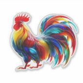 Kleurrijke Hane Kunst Sticker (Voorkant)