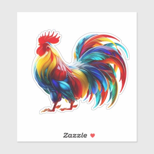 Kleurrijke Hane Kunst Sticker (Vel)