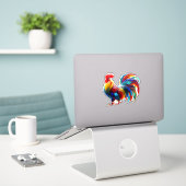Kleurrijke Hane Kunst Sticker (Laptop op bureau)