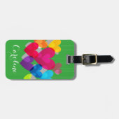 Kleurrijke hangende harten gepersonaliseerd bagagelabel (Voorkant horizontaal)