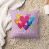 Kleurrijke hangende harten gepersonaliseerd kussen (Deken)