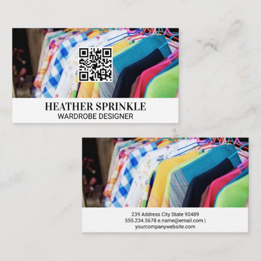 Kleurrijke hangende kleding | QR-code Visitekaartje (Voorkant / Achterkant)