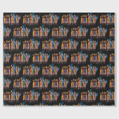 Kleurrijke Hanukka-menora Cadeaupapier (Vlak)