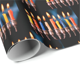 Kleurrijke Hanukka-menora Cadeaupapier