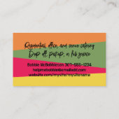 Kleurrijke hapjes chef catering visitekaartje... visitekaartje (Achterkant)