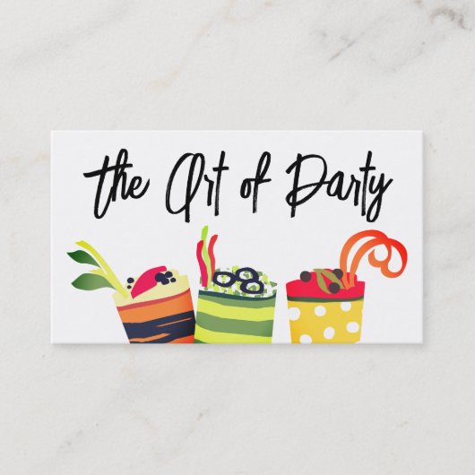 Kleurrijke hapjes chef catering visitekaartje... visitekaartje (Voorkant)