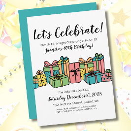 Kleurrijke Happy 40th verjaardagsfeestje Kaart