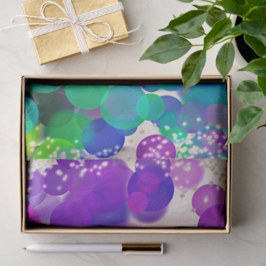 Kleurrijke Happy Birthday Abstracte Bokeh Bubbles Tissuepapier (Geschenk)