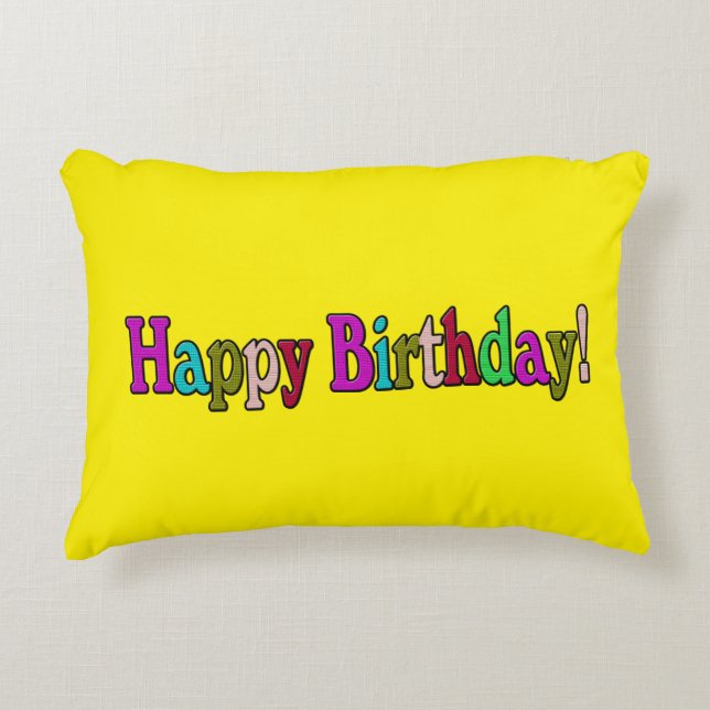 Kleurrijke Happy Birthday Accent Kussen – Fun Part (Voorkant)