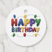 Kleurrijke Happy Birthday Balloon Gift Labels (Voorkant)