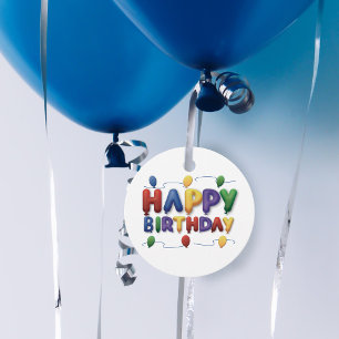 Kleurrijke Happy Birthday Balloon Gift Labels