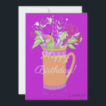 Kleurrijke Happy Birthday Bloemen In Mok  Feestdagenkaart<br><div class="desc">Een origineel bloemkunstwerk van kunstenaar Linda Kavalsky.</div>