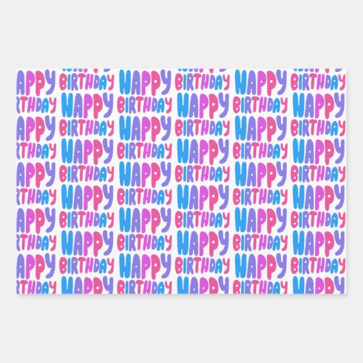 Kleurrijke Happy Birthday Bubble Letter Patroon Gi Inpakpapier Vel (Voorkant 2)