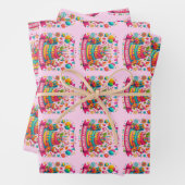 Kleurrijke Happy Birthday Cake Celebration Inpakpapier Vel (In situ)