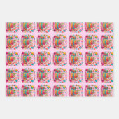 Kleurrijke Happy Birthday Cake Celebration Inpakpapier Vel (Voorkant)