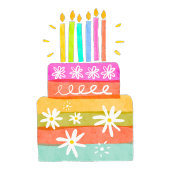 Kleurrijke Happy Birthday Cake en Candles Flat Kaa