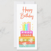 Kleurrijke Happy Birthday Cake en Candles Flat Kaa (Voorkant)