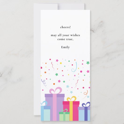 Kleurrijke Happy Birthday Confetti Flat Kaart (Achterkant)