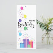 Kleurrijke Happy Birthday Confetti Flat Kaart (Staand voorkant)