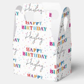 Kleurrijke Happy Birthday Custom Name Confetti Bedankdoosjes (Geopend)