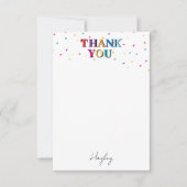 Kleurrijke Happy Birthday Custom Name Confetti Bedankkaart (Voorkant)