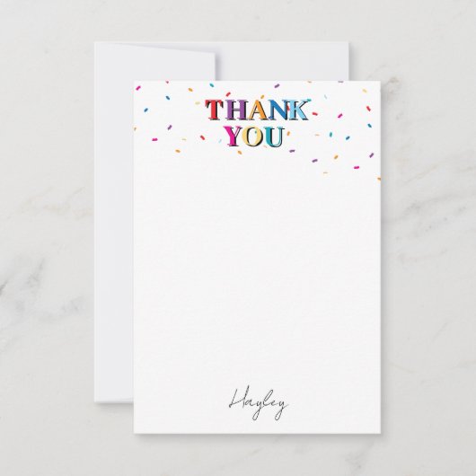 Kleurrijke Happy Birthday Custom Name Confetti Bedankkaart (Voorkant)
