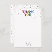 Kleurrijke Happy Birthday Custom Name Confetti Bedankkaart (Voorkant / Achterkant)