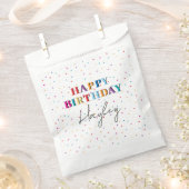 Kleurrijke Happy Birthday Custom Name Confetti Bedankzakje (Geknipt)