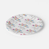 Kleurrijke Happy Birthday Custom Name Confetti Papieren Bordje (Gekanteld)