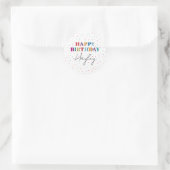Kleurrijke Happy Birthday Custom Name Confetti Ronde Sticker (Tas)