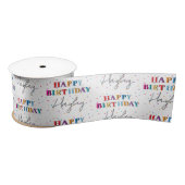 Kleurrijke Happy Birthday Custom Name Confetti Satijnen Lint (Spoel)