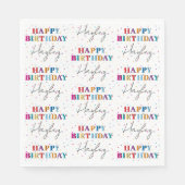 Kleurrijke Happy Birthday Custom Name Confetti Servet (Voorkant)
