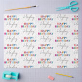 Kleurrijke Happy Birthday Custom Name Confetti Tissuepapier (Craft)