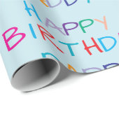 Kleurrijke Happy Birthday Daddy - Leuke en gedurfd Cadeaupapier (Rol Hoek)