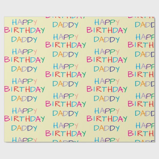 Kleurrijke Happy Birthday Daddy - Leuke en gedurfd Cadeaupapier (Vlak)
