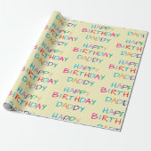 Kleurrijke Happy Birthday Daddy - Leuke en gedurfd Cadeaupapier (Uitgerold)