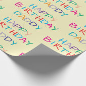 Kleurrijke Happy Birthday Daddy - Leuke en gedurfd Cadeaupapier (Hoek)