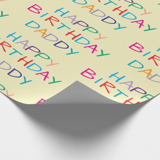 Kleurrijke Happy Birthday Daddy - Leuke en gedurfd Cadeaupapier (Hoek)