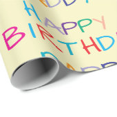 Kleurrijke Happy Birthday Daddy - Leuke en gedurfd Cadeaupapier (Rol Hoek)