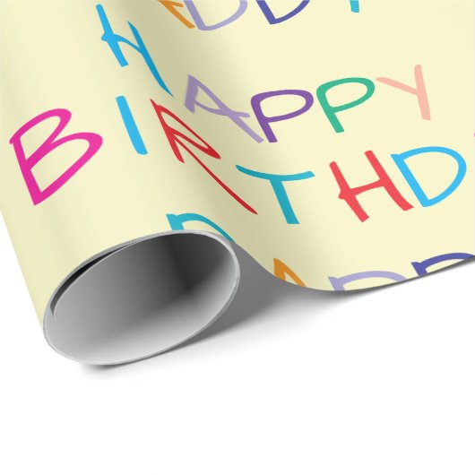 Kleurrijke Happy Birthday Daddy - Leuke en gedurfd Cadeaupapier (Rol Hoek)