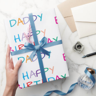 Kleurrijke Happy Birthday Daddy - Leuke en gedurfd Cadeaupapier