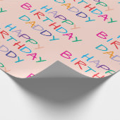 Kleurrijke Happy Birthday Daddy - Leuke en gedurfd Cadeaupapier (Hoek)