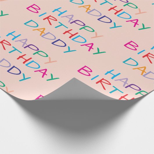 Kleurrijke Happy Birthday Daddy - Leuke en gedurfd Cadeaupapier (Hoek)