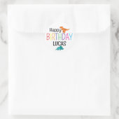 Kleurrijke Happy Birthday-dinosaurus gepersonalise Ronde Sticker (Tas)